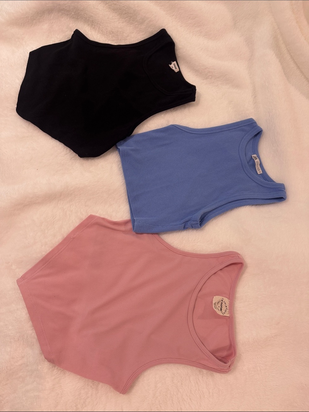Kids Ribbed Tank Top - Blue, Pink, Black